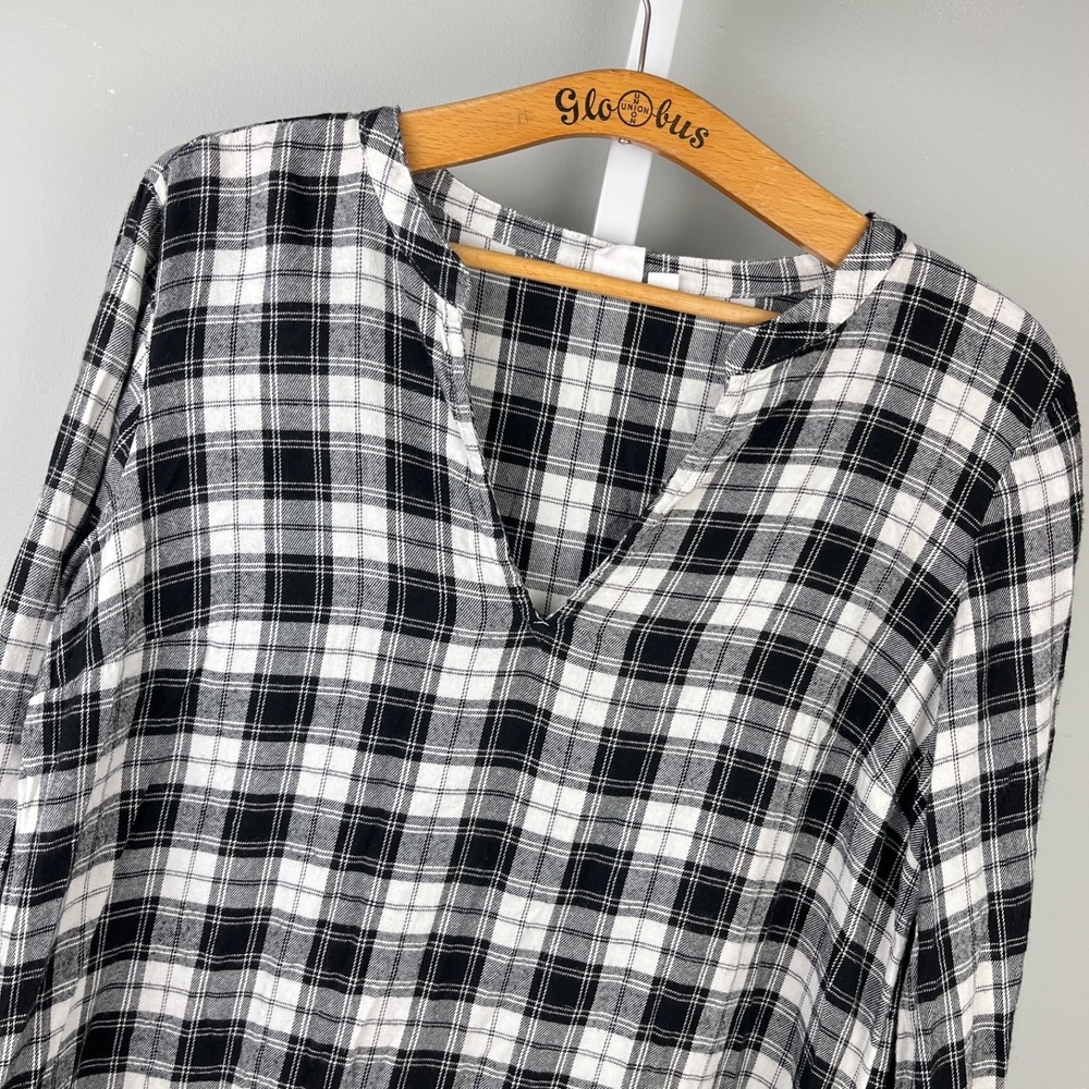 GAP Plaid Woven Mini Dress Womens‎ L Black White Soft Preppy Casual